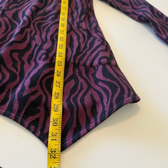 Parsley & Sage Reversible Black & Purple Zebra Striped Hooded Sweater Sz M Boho - Picture 10 of 15